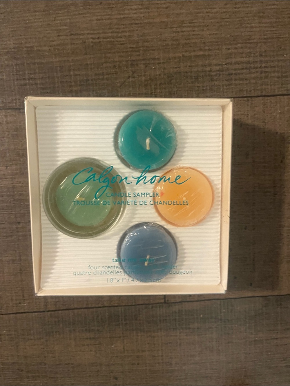 Vintage Calgon Home Candle Sampler Take Me Away 4 Scented Candles Holder NIB⁠